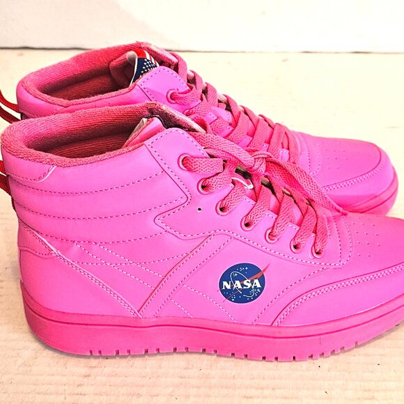 Space NASA Ride Retro Hi Top Women's Reflective Pink Shoes Size: 8M NS203241 - Picture 1 of 12